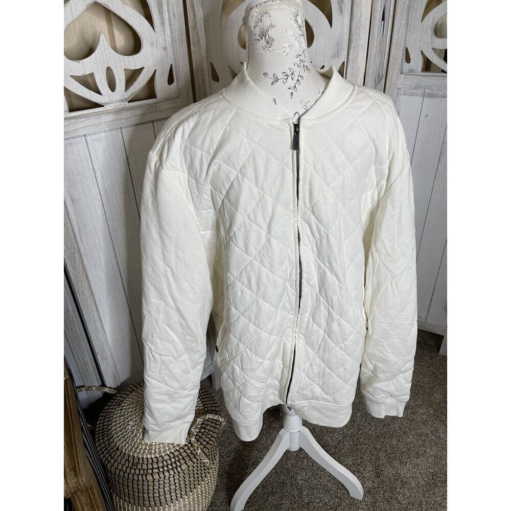 Good Man Brand Cream White Men’s Full Zip Quilted Sweater Jacket Size XXL